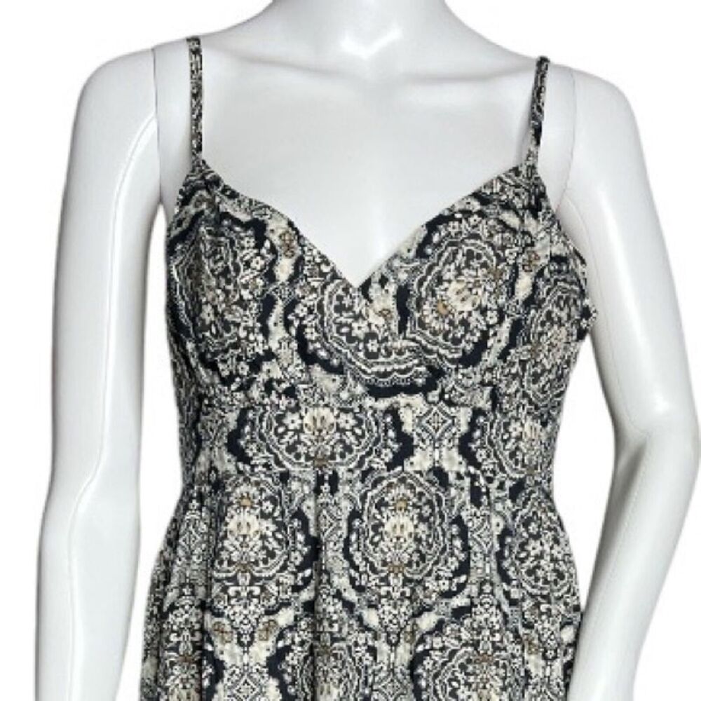 INC International Concepts Dress Womens Medium Navy Blue Paisley Boho Peasant - Picture 4 of 6